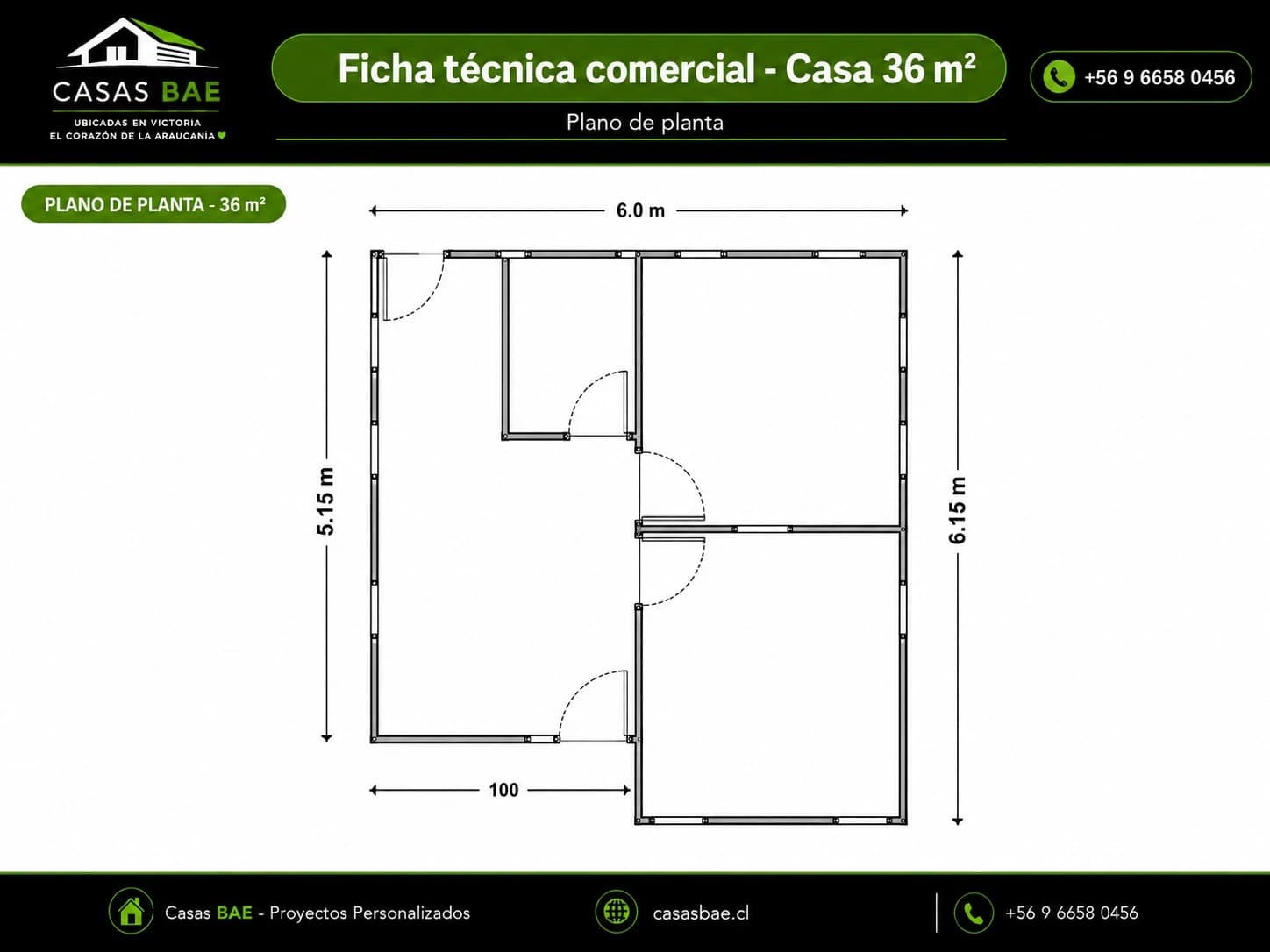 Plano referencial del modelo Casa 36 m²