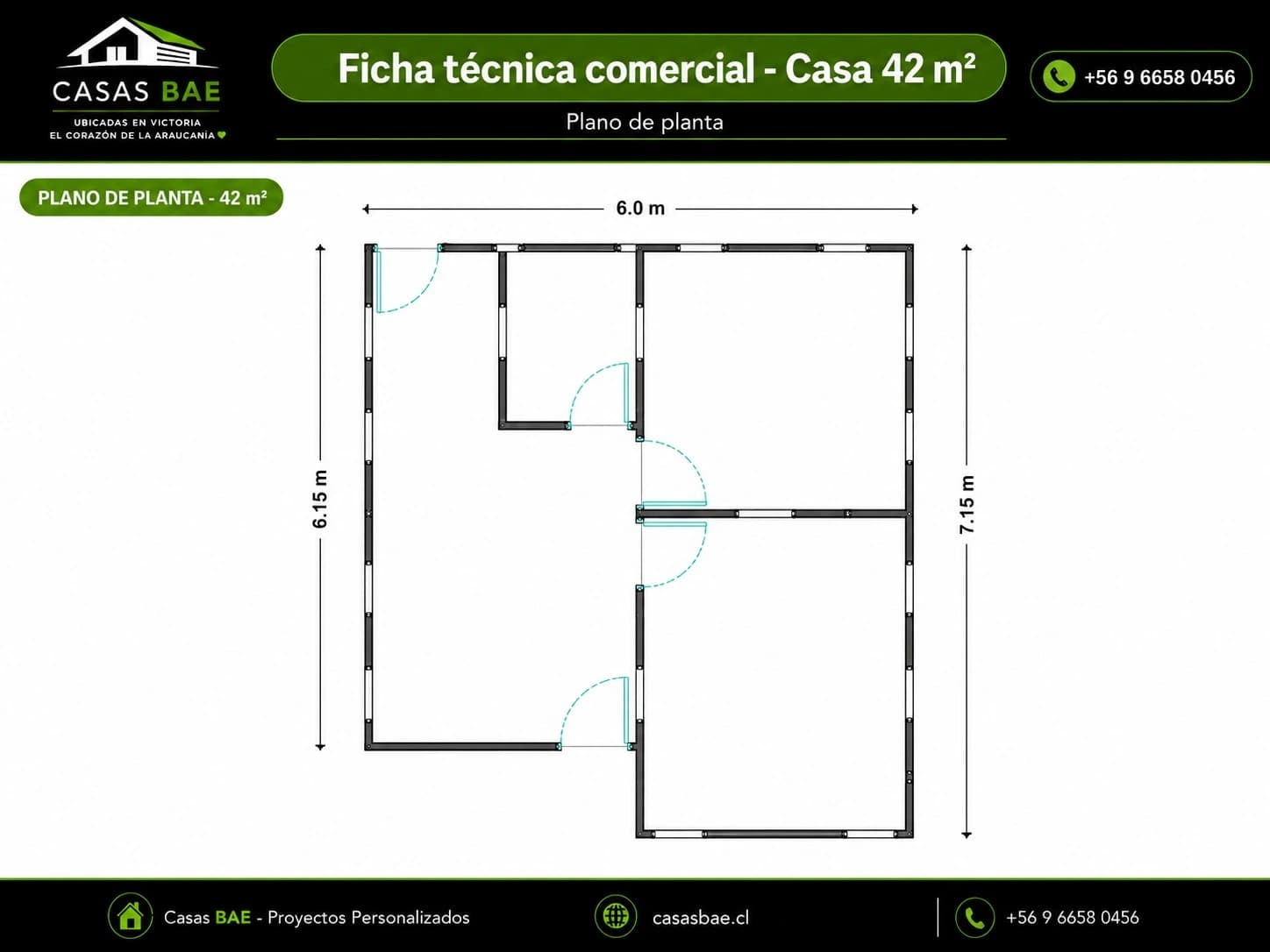 Plano referencial del modelo Casa 42 m²